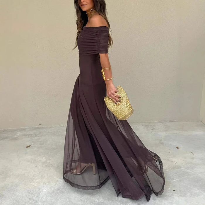 Mesh-Panel Midi Dress