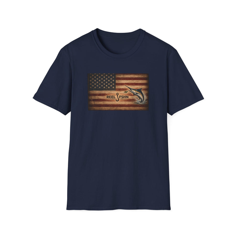 American Flag With Marlin T-Shirt product view