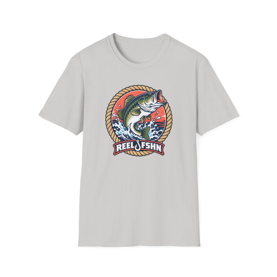 Coral Leaping Bass Badge T-Shirt product view