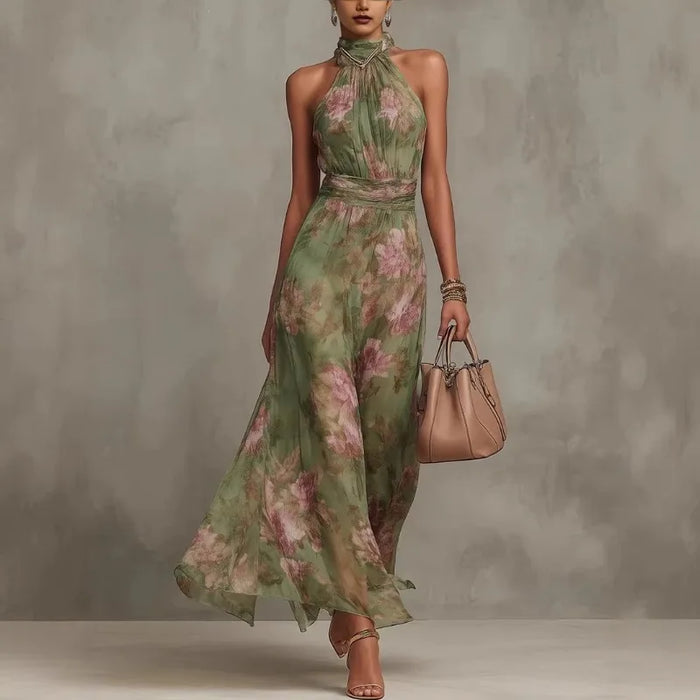 Ruched Mesh Maxi Dress