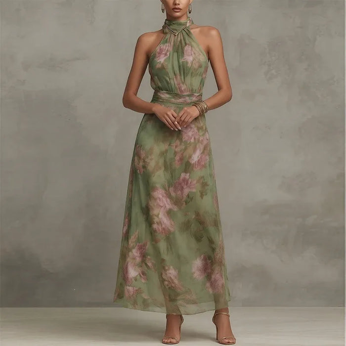 Ruched Mesh Maxi Dress