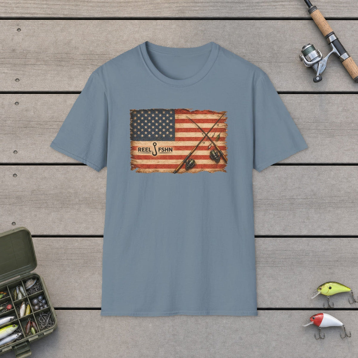 American Flag With Two Rods T-Shirt